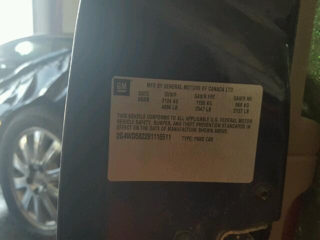 2G4WD582291116511 - 2009 BUICK LACROSSE C BLUE photo 10