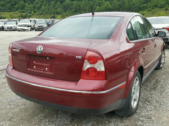 WVWRH63BX3P273216 - 2003 VOLKSWAGEN PASSAT GLX MAROON photo 4