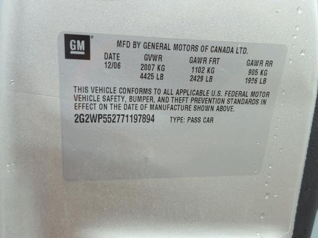 2G2WP552771197894 - 2007 PONTIAC GRAND PRIX Gümüş foto 10