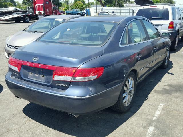 KMHFC46F67A149162 - 2007 HYUNDAI AZERA SE BLUE photo 4