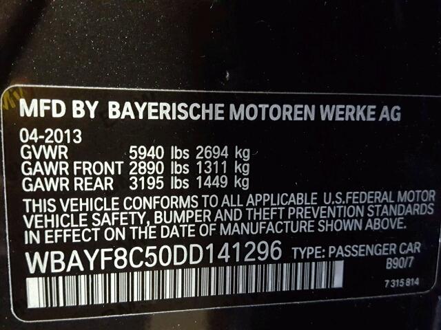 WBAYF8C50DD141296 - 2013 BMW 750LI XDRI GRAY photo 10