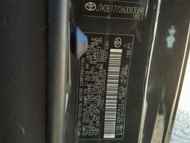 JTKDE177260083069 - 2006 TOYOTA SCION TC 黑色 照片 10