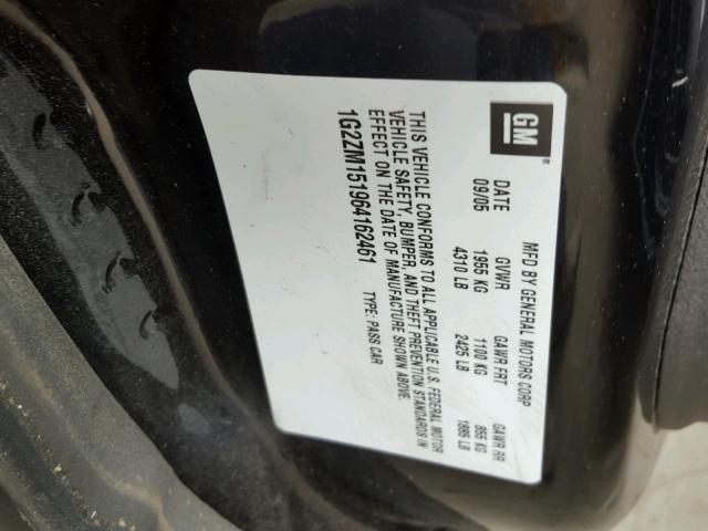 1G2ZM151964162461 - 2006 PONTIAC G6 GTP BLACK photo 10