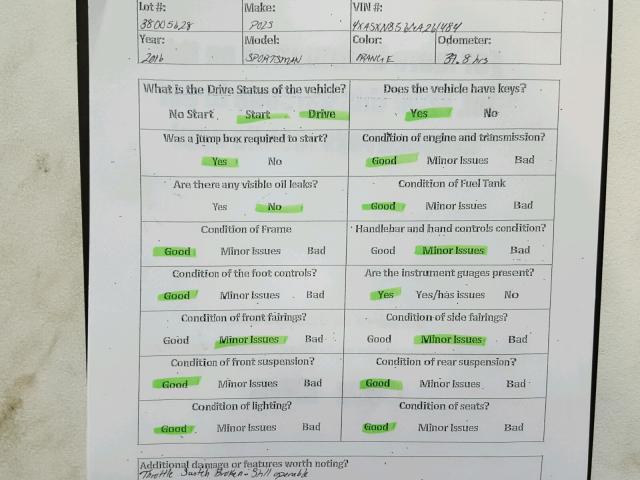 4XASXN856GA261484 - 2016 POLARIS SPORTSMAN ORANGE photo 20