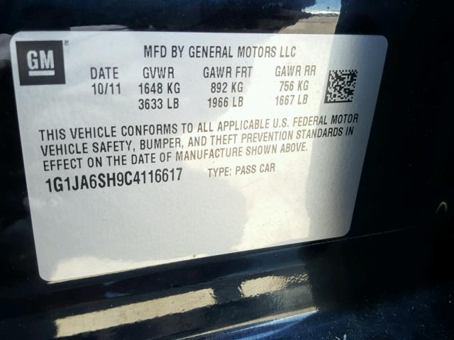 1G1JA6SH9C4116617 - 2012 CHEVROLET SONIC LS 黑色 照片 10