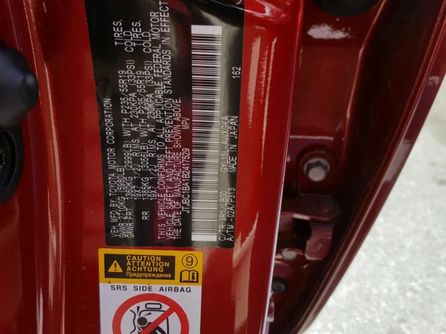 JTJBC1BA1B2417529 - 2011 LEXUS RX 450 RED photo 10