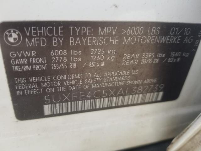 5UXFE4C5XAL382739 - 2010 BMW X5 XDRIVE3 WHITE photo 8