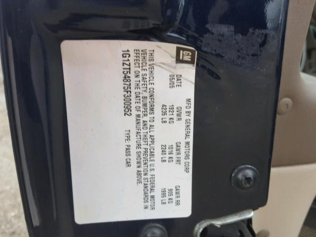 1G1ZT54875F300952 - 2005 CHEVROLET MALIBU LS ლურჯი ფოტო 10