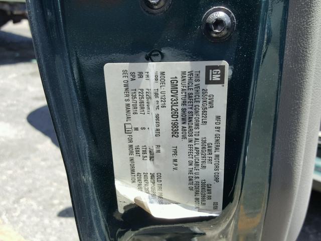 1GMDV33L26D198362 - 2006 PONTIAC MONTANA SV GREEN photo 10