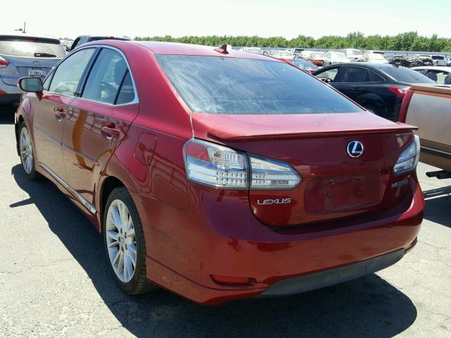 JTHBB1BA3A2015255 - 2010 LEXUS HS 250H RED photo 3