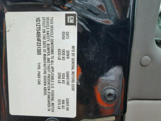 1G1ZT54864F231380 - 2004 CHEVROLET MALIBU LS BLACK photo 10