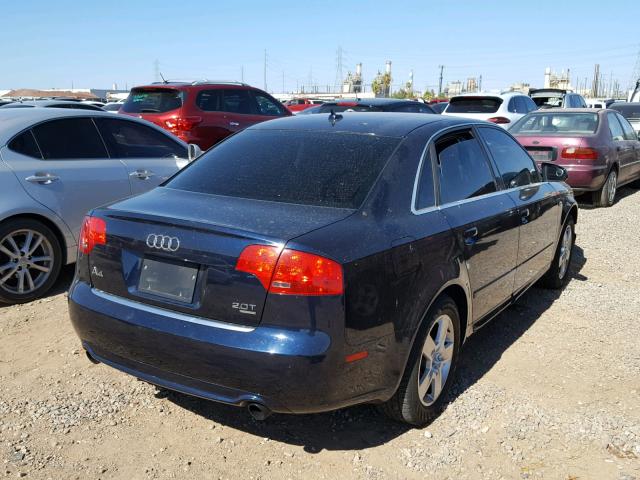 WAUDF78E18A112222 - 2008 AUDI A4 2.0T QU BLUE photo 4