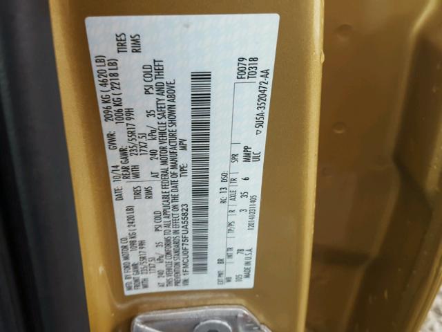 1FMCU0F75FUA55823 - 2015 FORD ESCAPE S GOLD photo 10