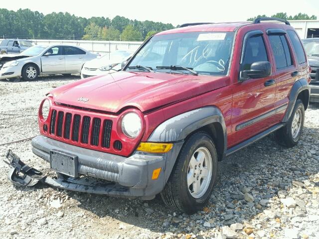 1J4GK48K67W643041 - 2007 JEEP LIBERTY SP RED photo 2