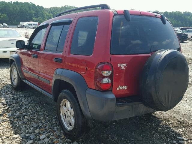 1J4GK48K67W643041 - 2007 JEEP LIBERTY SP RED photo 3