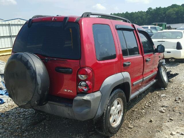 1J4GK48K67W643041 - 2007 JEEP LIBERTY SP RED photo 4