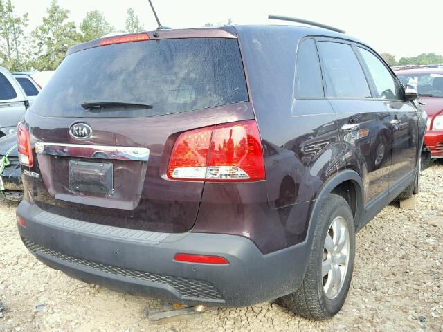 5XYKT3A6XDG347016 - 2013 KIA SORENTO LX MAROON photo 4