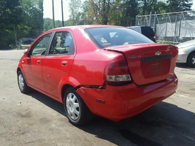 KL1TD52645B338522 - 2005 CHEVROLET AVEO BASE Rouge photo 3