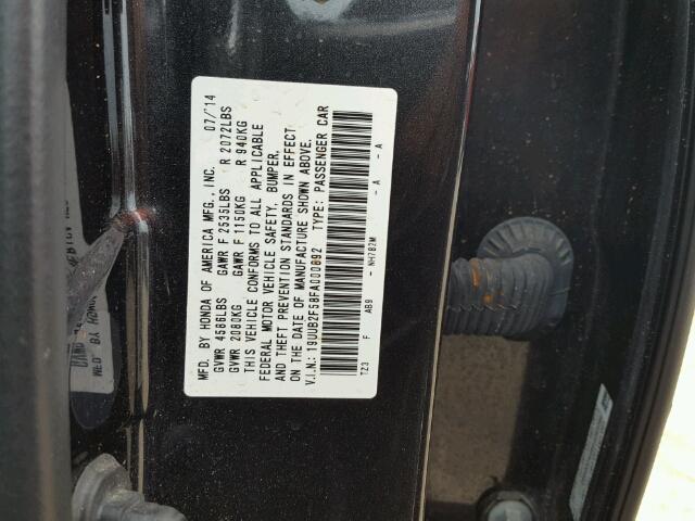 19UUB2F58FA000892 - 2015 ACURA TLX GRAY photo 10