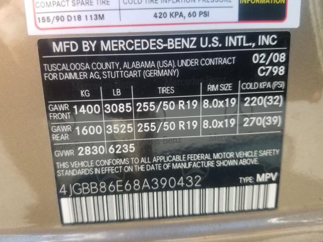 4JGBB86E68A390432 - 2008 MERCEDES-BENZ ML 350 TAN photo 3