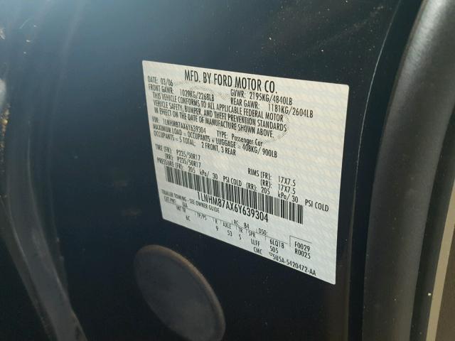 1LNHM87AX6Y639304 - 2006 LINCOLN LS 黑色 照片 10