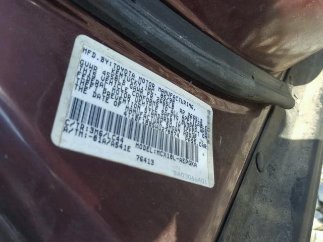 4T1BF18B5WU270874 - 1998 TOYOTA AVALON MAROON photo 10