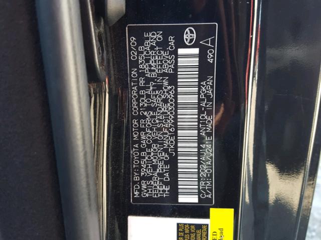 JTKDE167990300963 - 2009 TOYOTA SCION TC 黑色 照片 10