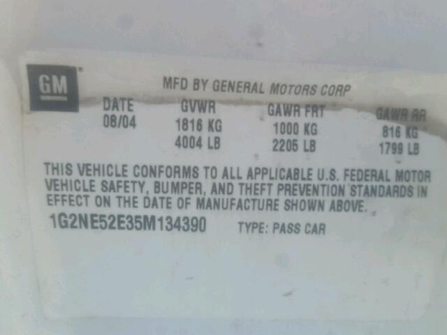 1G2NE52E35M134390 - 2005 PONTIAC GRAND AM S Ağ foto 10