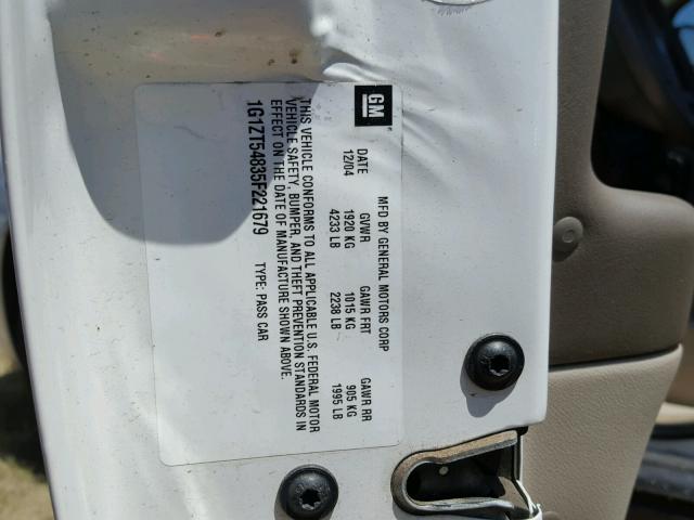 1G1ZT54835F221679 - 2005 CHEVROLET MALIBU LS WHITE photo 10