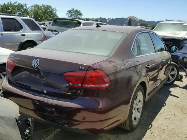 1VWBP7A36CC066333 - 2012 VOLKSWAGEN PASSAT SE MAROON photo 4