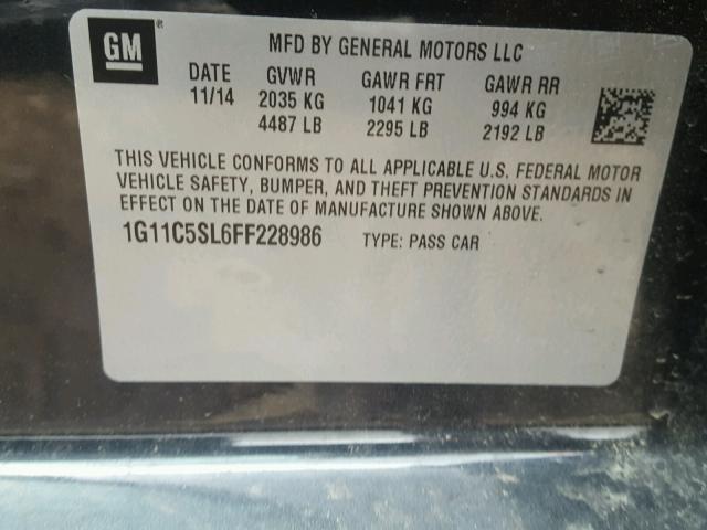 1G11C5SL6FF228986 - 2015 CHEVROLET MALIBU 1LT GRAY photo 10