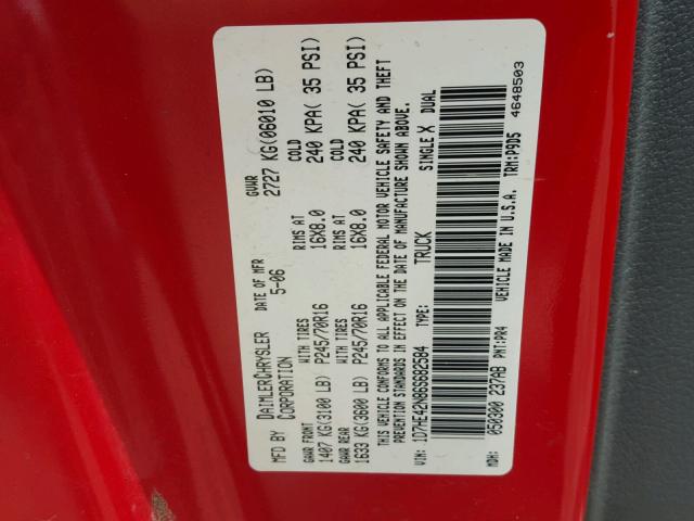 1D7HE42N86S682584 - 2006 DODGE DAKOTA SLT RED photo 10