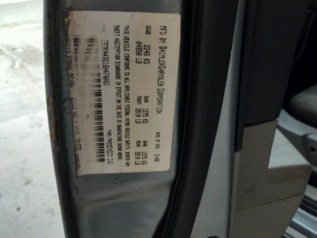 2B3KA43G16H474065 - 2006 DODGE CHARGER SE GRAY photo 10