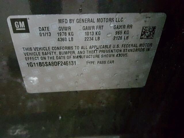 1G11B5SA8DF246131 - 2013 CHEVROLET MALIBU LS ნაცრისფერი ფოტო 10