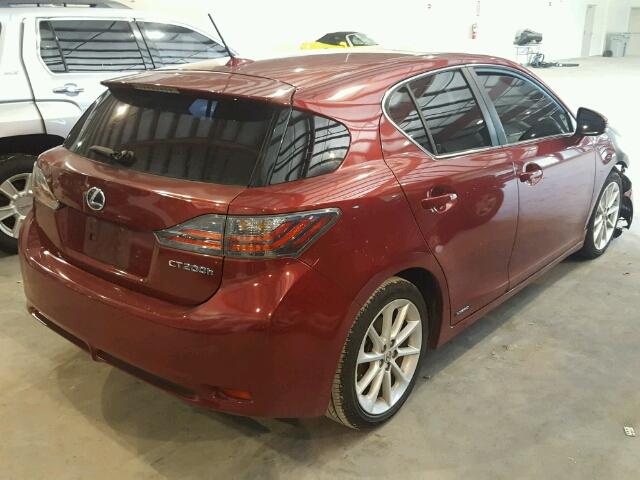 JTHKD5BH2C2058423 - 2012 LEXUS CT 200 RED photo 4