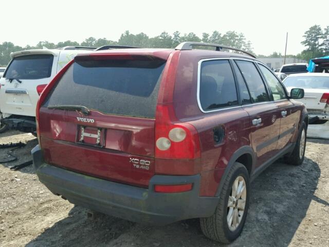 YV1CM91H941045622 - 2004 VOLVO XC90 T6 BURGUNDY photo 4