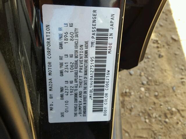 JM1BL1H49A1275195 - 2010 MAZDA SPEED 3 BLACK photo 10