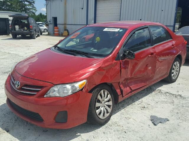 2T1BU4EE6DC063706 - 2013 TOYOTA COROLLA BA MAROON photo 2