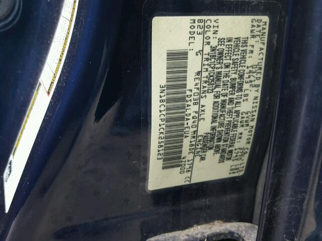 3N1BC1CP1CK258123 - 2012 NISSAN VERSA S BLUE photo 10