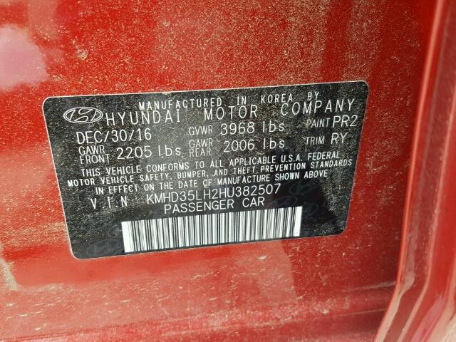 KMHD35LH2HU382507 - 2017 HYUNDAI ELANTRA GT RED photo 10