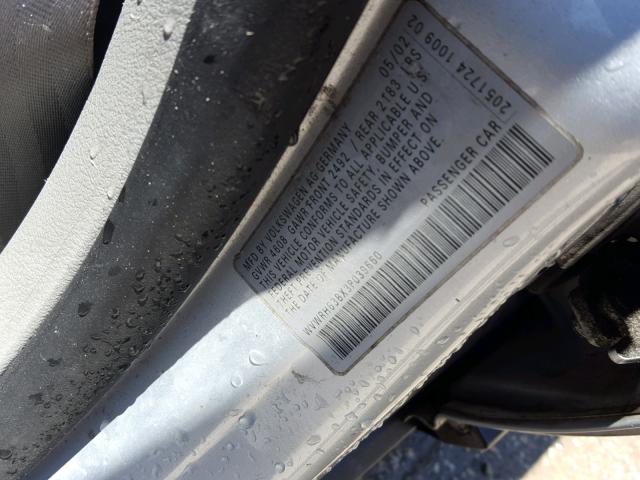 WVWRH63BX3P039660 - 2003 VOLKSWAGEN PASSAT GLX 银色 照片 10
