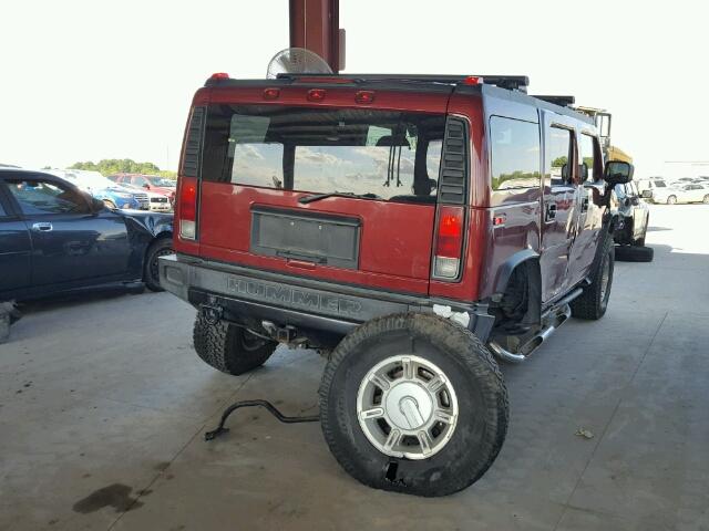 5GRGN23U95H116542 - 2005 HUMMER H2 MAROON photo 4