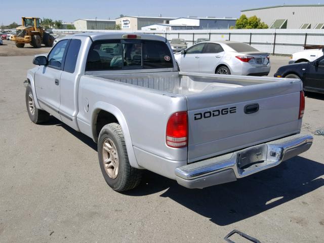 1B7GL42N42S649670 - 2002 DODGE DAKOTA SLT SILVER photo 3