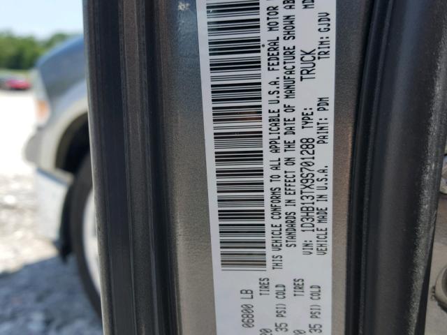 1D3HB13TX9S701288 - 2009 DODGE RAM 1500 SILVER photo 10