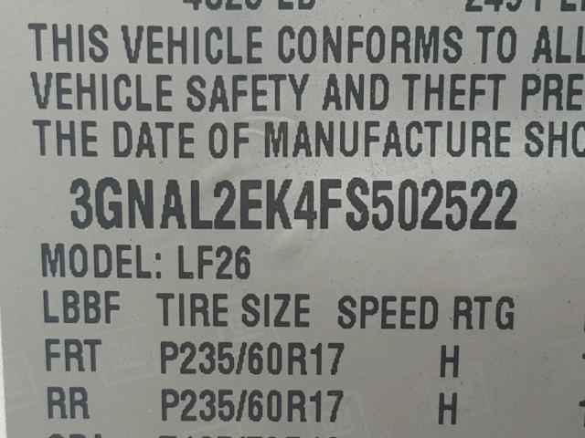 3GNAL2EK4FS502522 - 2015 CHEVROLET CAPTIVA LS 白色 照片 10