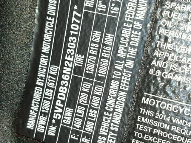 5VPDB36N2E3031077 - 2014 VICTORY MOTORCYCLES CROSS COUN Gris foto 10