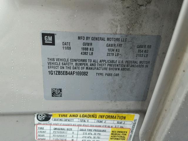 1G1ZB5EB4AF169082 - 2010 CHEVROLET MALIBU LS 棕色 照片 10