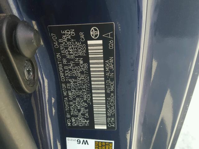 JTKDE177270217788 - 2007 TOYOTA SCION TC 蓝色 照片 10