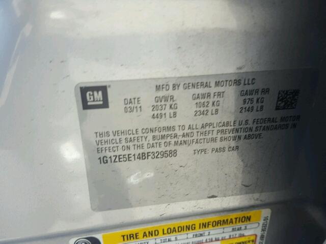 1G1ZE5E14BF329588 - 2011 CHEVROLET MALIBU LTZ 银色 照片 10