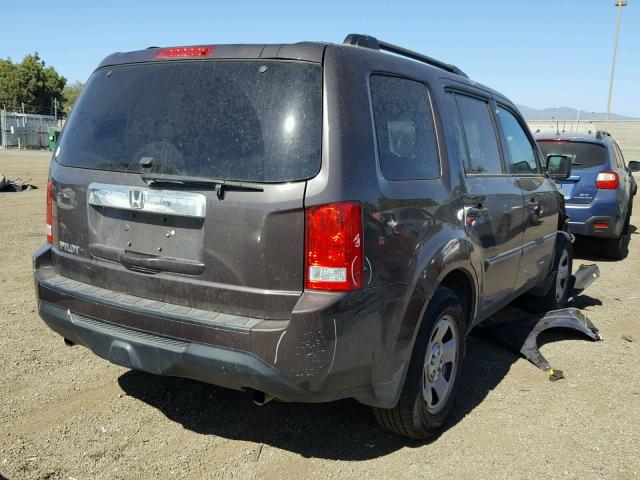 5FNYF3H28CB001010 - 2012 HONDA PILOT LX BROWN photo 4